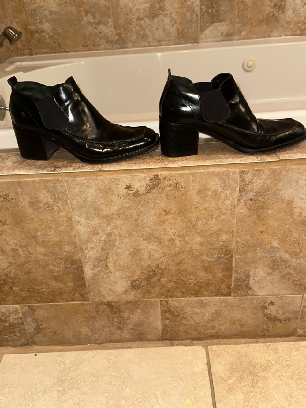 Via Spiga Black  Leather Chelsea Ankle Boots